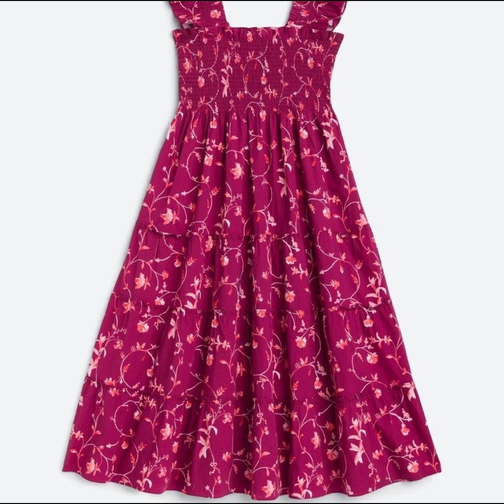 Hill House Magenta Floral Midi Dress